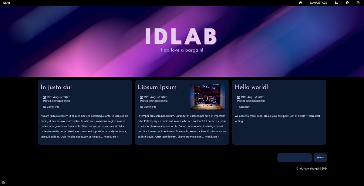 WordPress theme for a conceptual site